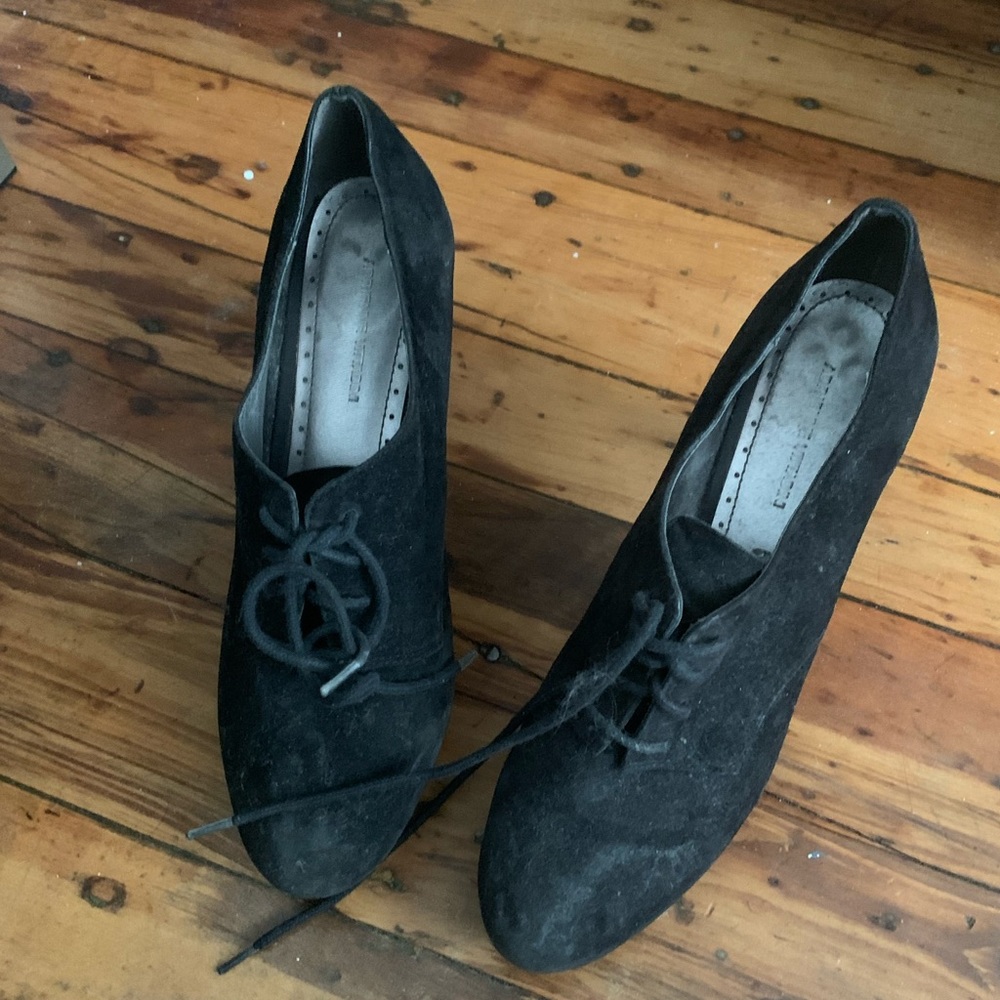 Black Heeled Booties with Laces